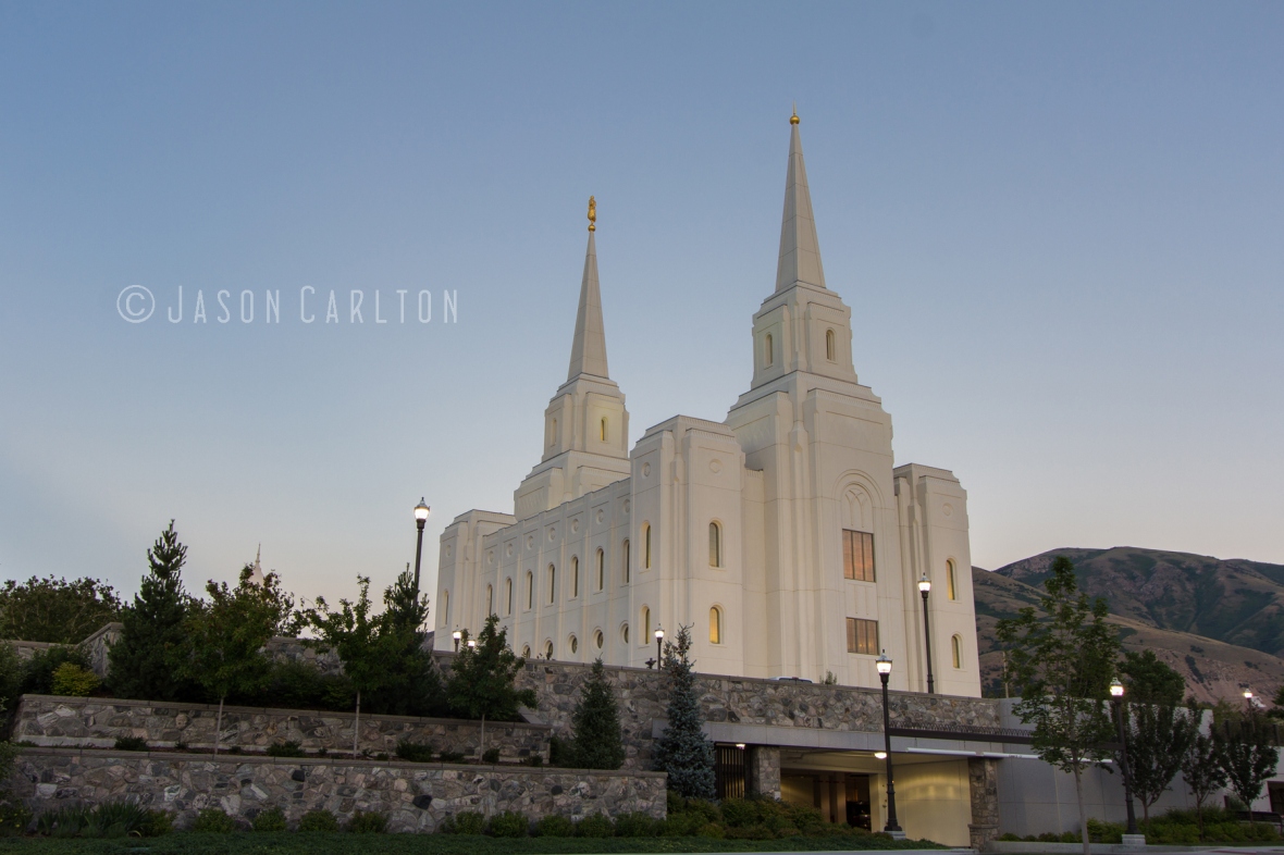 Photo of the Brigham City Utah Temple after the sunset